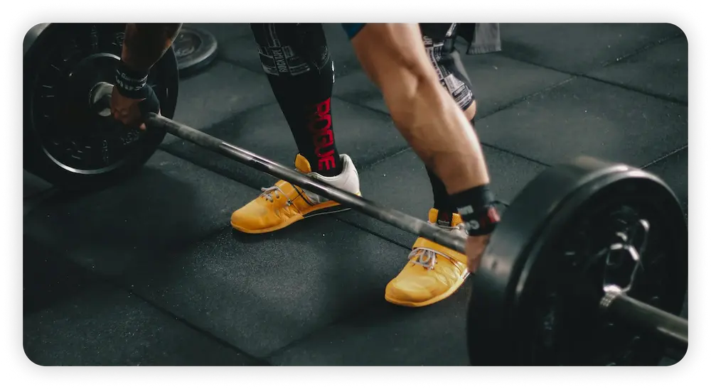 Gym training with barbells